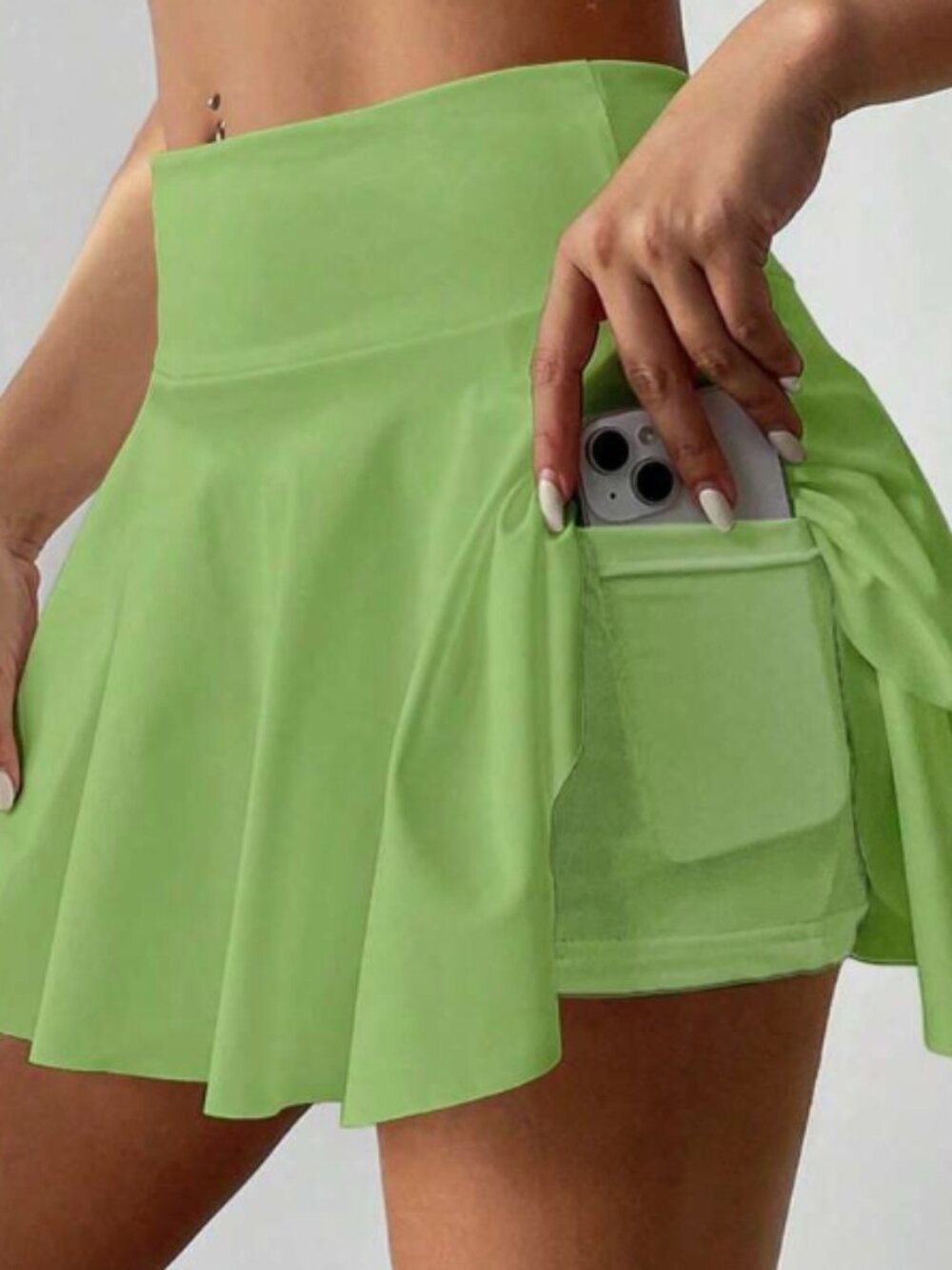Neon Lime Active Tennis Skort with Pockets